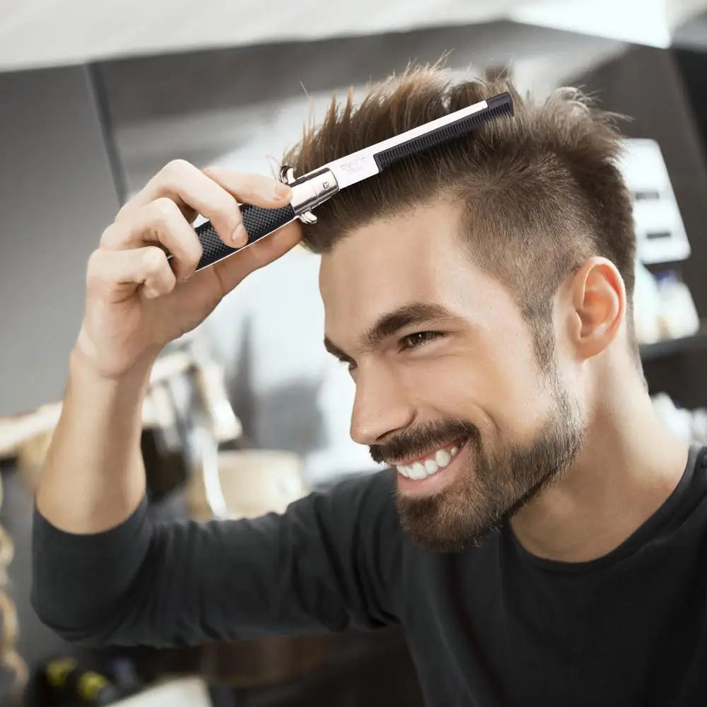 Switch Blade Comb Automatic Push Button Folding Barber Comb Portable Metal Spring Jump Brush Mens Pocket Comb Salon Beauty Tool