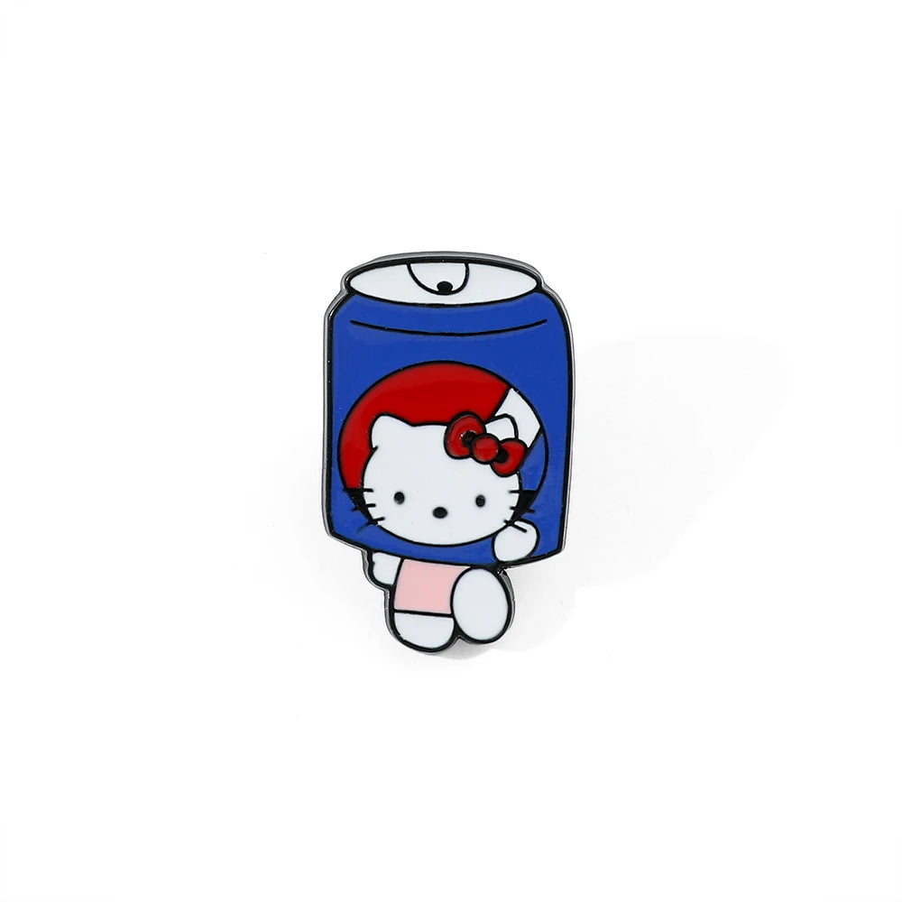 Sanrio Cola Hello Kitty Fries Kuromi Enamel Pin Pokemon Sandwich Pikachu Hamburger Charmander Metal Badge Brooch Gifts