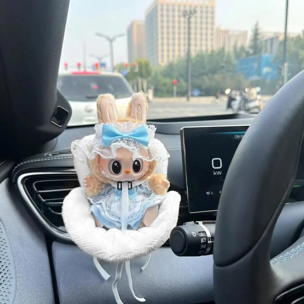 New 15-17cm doll Seat Labubu Doll Safety Seat Cute Doll Air Outlet Aromatherapy decoration high-grade Car Interior Decoration