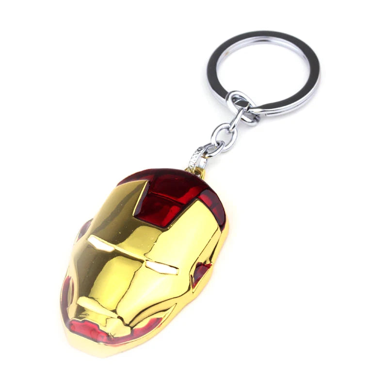 Marvel Superhero Iron Man Helmet Metal Badge Pendant Keyrings for Car Backpack Key Holder Jewelry Accessories Gifts