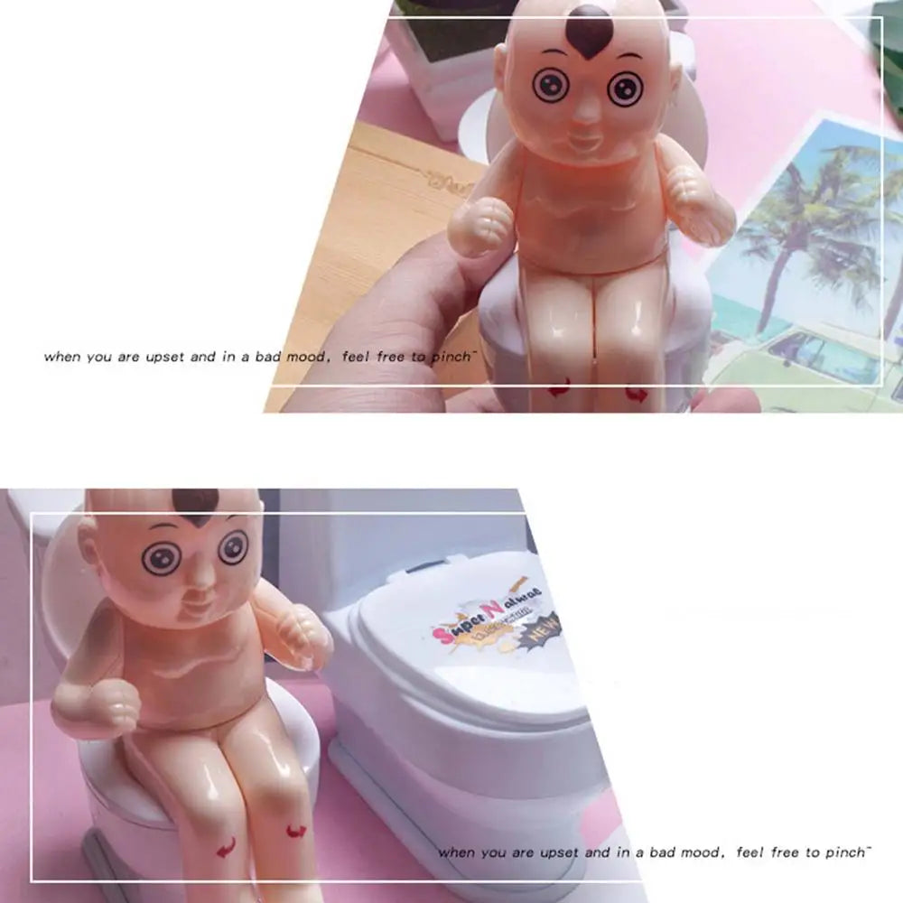 Novelty Squirt Toilet Toy With Pee Doll Toilet Pee Cartoon Boy Water Spray Trick Funny Children Tricky Shooting Water Toilet Toy