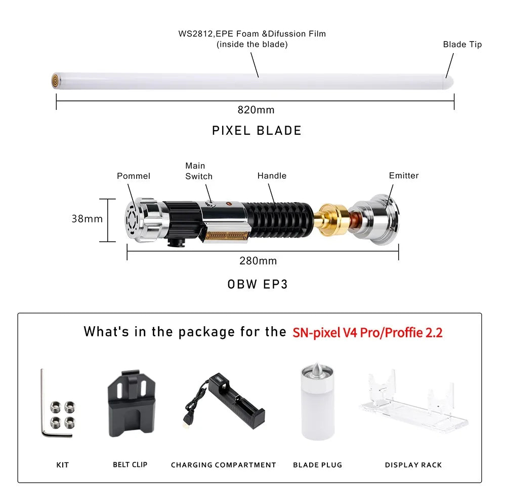 TXQSABER Kenobi OBI-Wan EP3 Lightsaber SNV4PRO Skywalke Laster Combat Proffie JEDI 16sound Blaster Smooth Swing Metal Light Gift