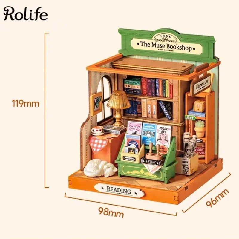 Robotime Rolife Miniature House for Kids 4 Kinds of Beautiful Design Wooden Toys for Girls Play Building Kits with Family