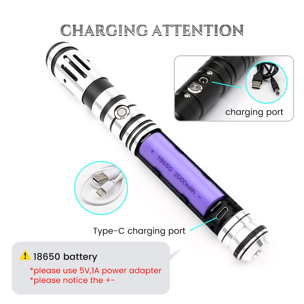 TXQSABER Lightsaber Heavy Dueling RGB Color Changing Metal Hilt Smooth Swing Blaster May 4th Cosplay Jedi Laser Sword Toys Kid