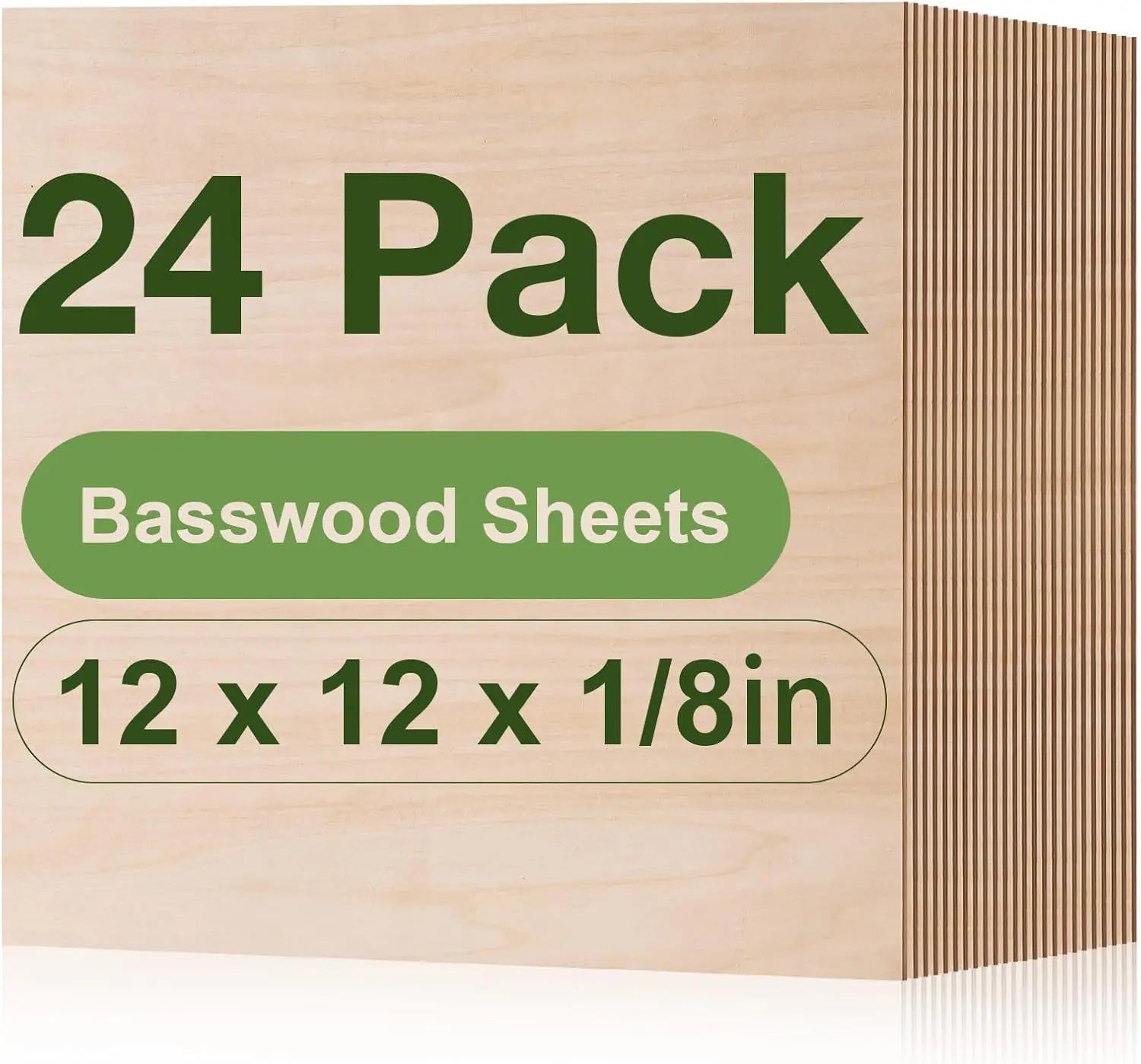 Robotime 12-Pack 3mm Basswood 12 x 12 x 1/8 Inch Craft Wood A/A Grade Basswood Sheets 1/8" - 1/8" Plywood for Laser Cutting