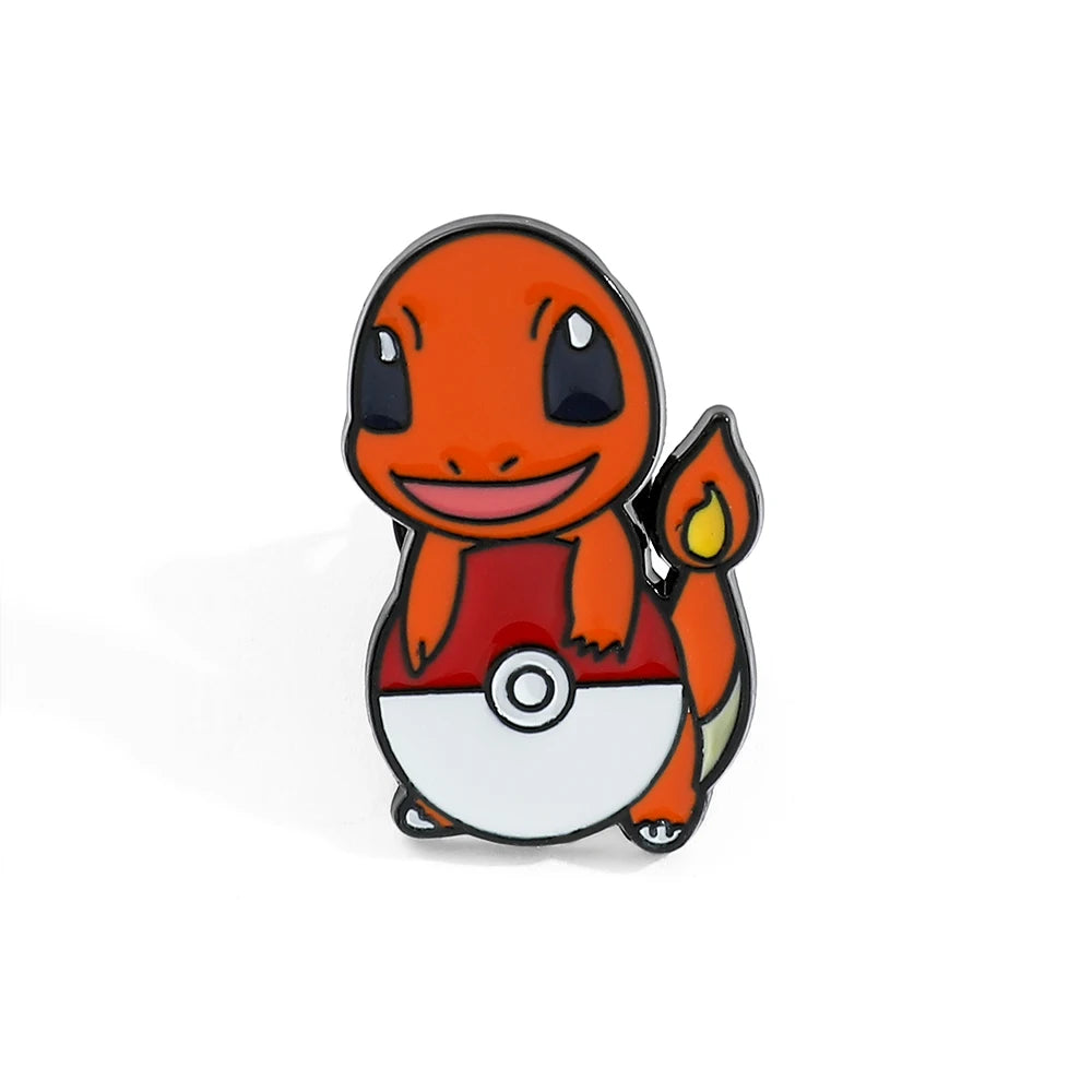 Anime Pokemon Enamel Pin Kawaii Poke Ball Pikachu Squirtle Charmander Metal Badge Brooch Jacket Jeans Lapel Pin Toys Accessories