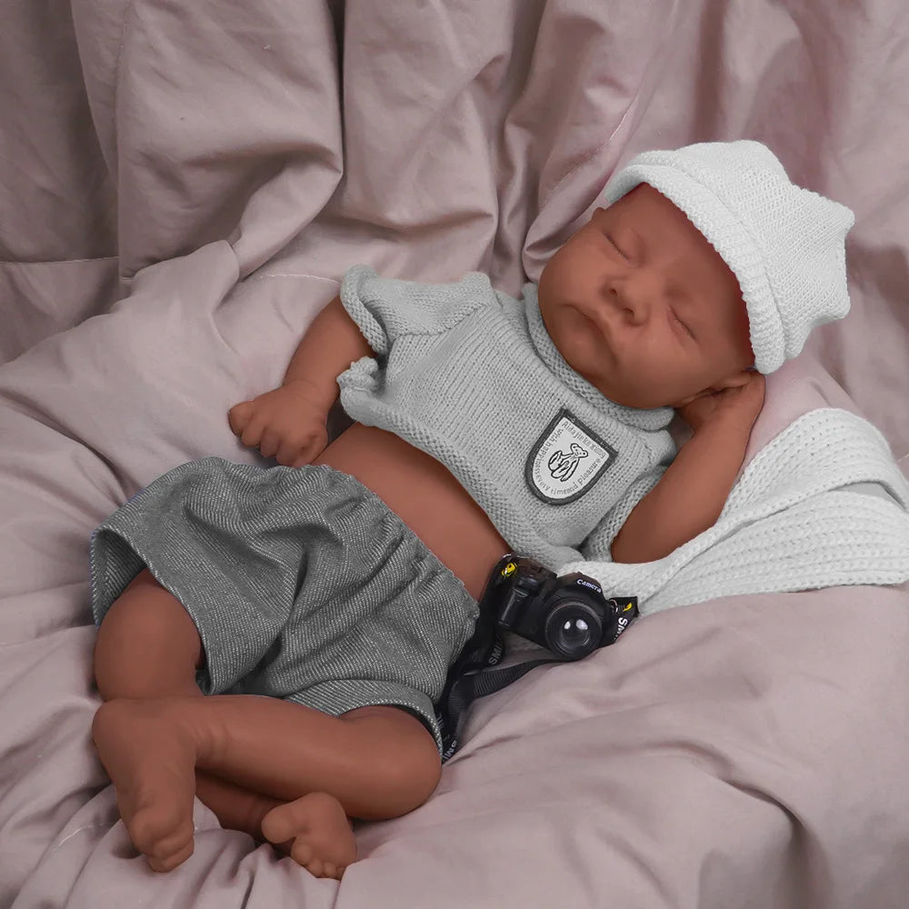 17.72 inch full body soft silicone boy reincarnation doll washable, with realistic baby touch design toy | Gift π| collect