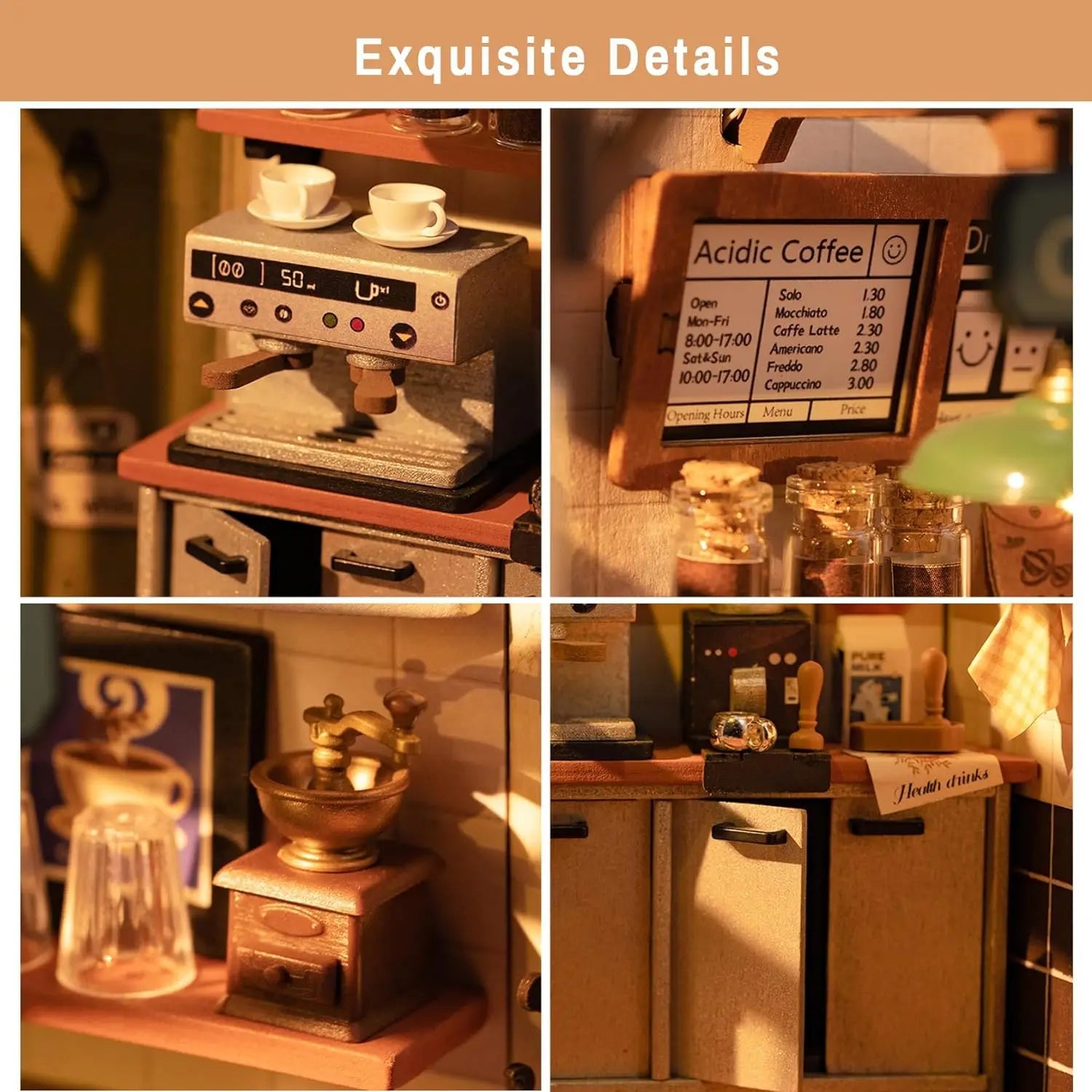 Robotime Rolife NO.17 Cafe 3D Puzzle DIY Miniature Dollhouse Kit Crafts Hobbies Amazing Gift for Women Children DG162
