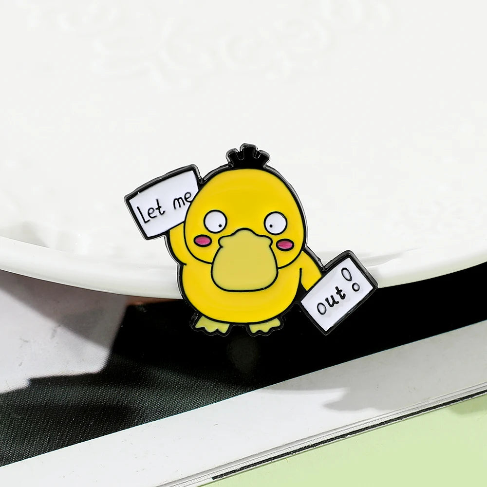 Kawaii Pokemons Psyducks Enamel Pins Brooch for Backpack Badge Accessories Cute Psyduck Pins for Kids Toys Gifts