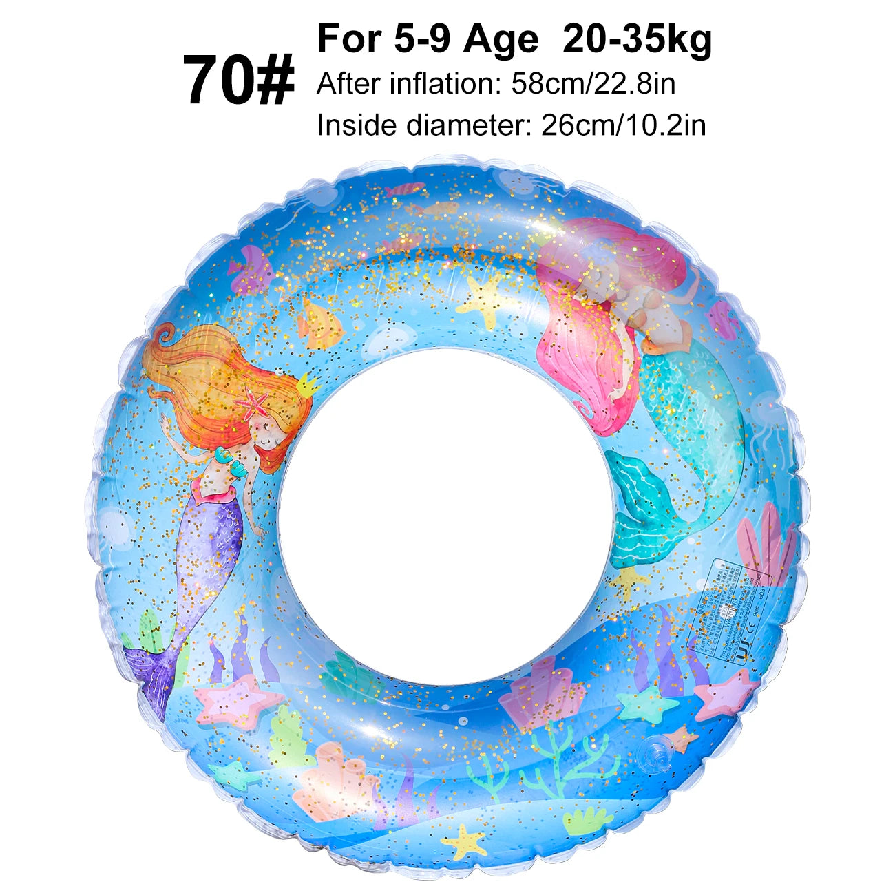 1pc Blue Mermaid Pool Floats Summer Swim Ring, Beach and Pool Swim Aid, Water Safety Gea Beach Toys for Pool Party