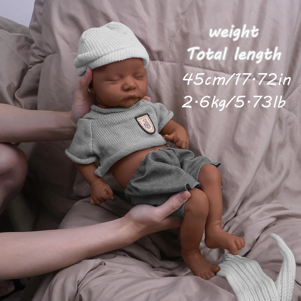 17.72 inch full body soft silicone boy reincarnation doll washable, with realistic baby touch design toy | Gift π| collect