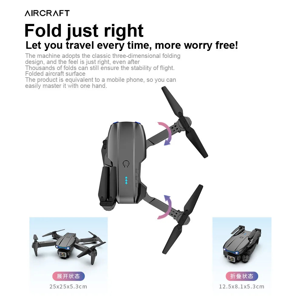 E99 Pro Drone Quadcopter with HD 6K Photography Four Axis RC Handle Altitude Fixation UAV Helicopter Toy for Aerial Photography