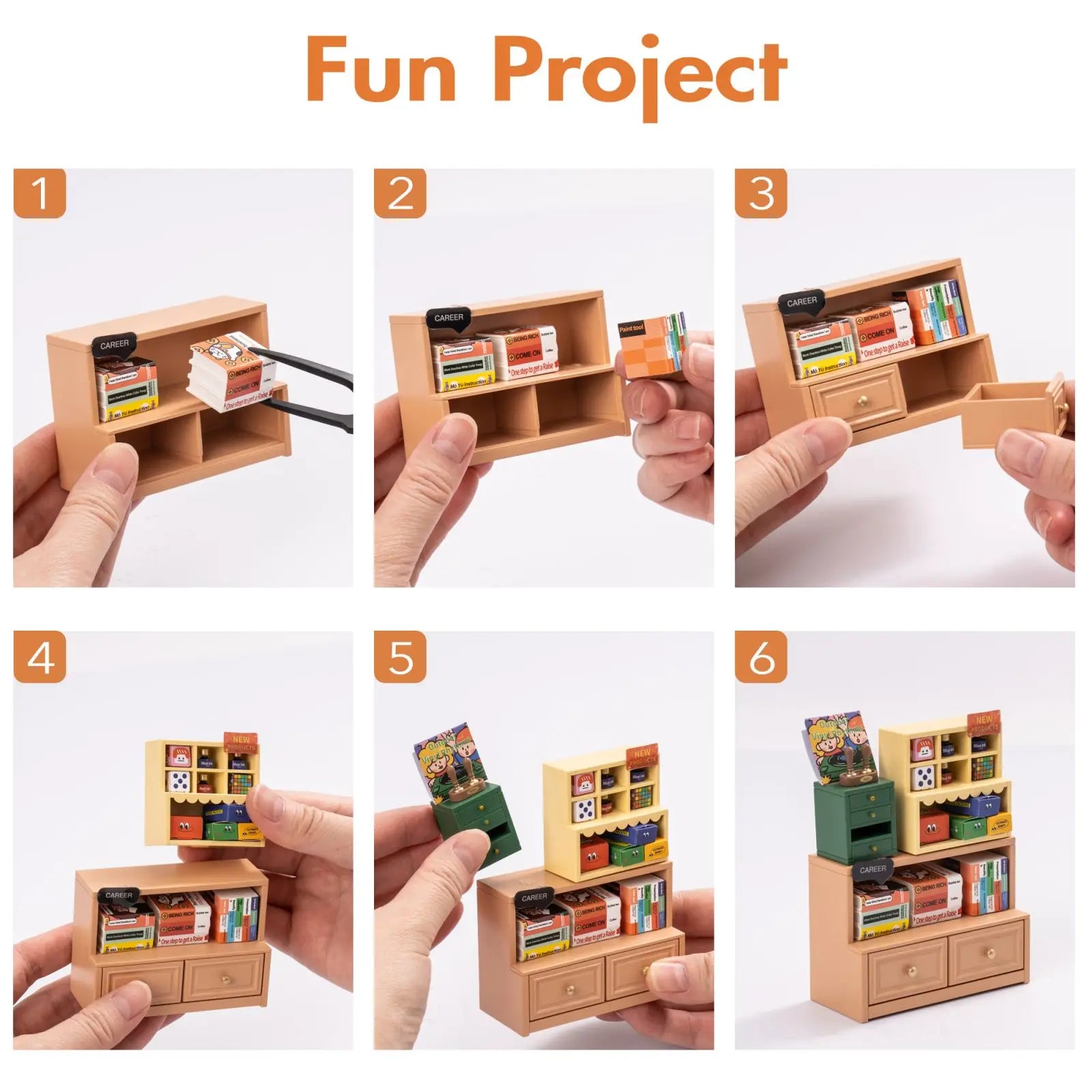 Robotime Rolife 3D Plastic Puzzle Mini Doll House Fascinating Book Store DIY Miniature House Kit