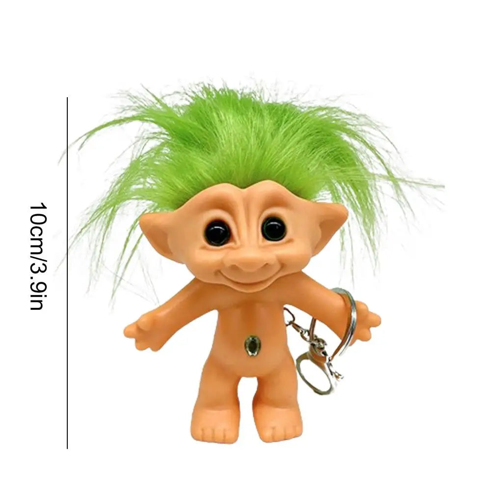Troll Doll With Long Hair Vinyl Indian Ugly Doll Keychain Good Luck Troll Dolls Keychain Anti-Lost Key Chain Key Ring For Child