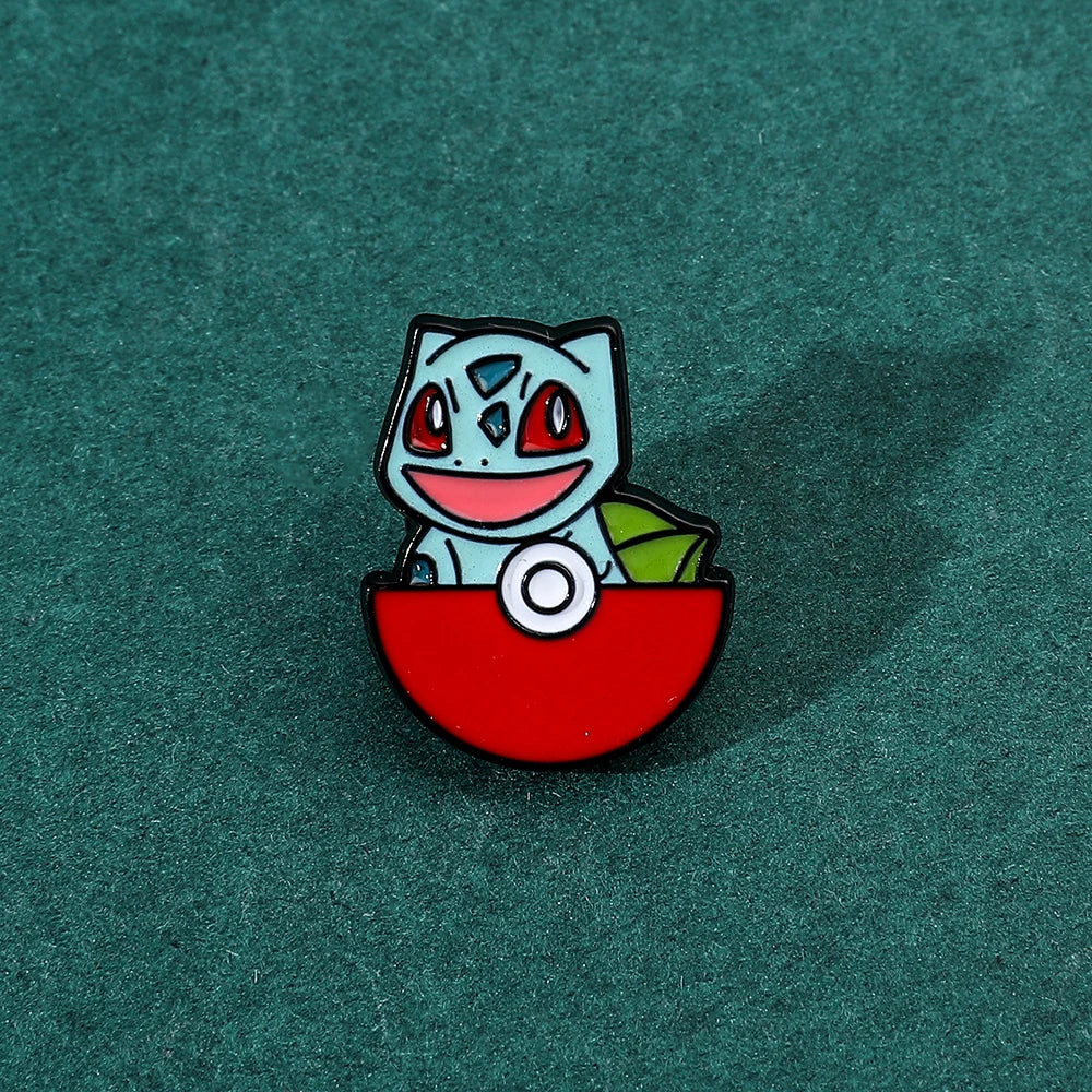 Anime Pokemon Enamel Pin Kawaii Poke Ball Pikachu Squirtle Charmander Metal Badge Brooch Jacket Jeans Lapel Pin Toys Accessories