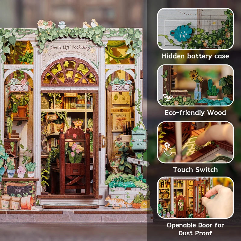 Cutebee DIY Miniature Booknook 3D Wooden Puzzle Bookshelf Insert for Dollhouses Perfect Child Birthday Gift Home Decor