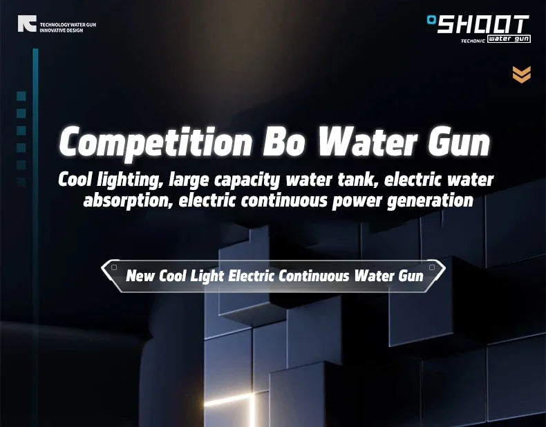Fully Automatic Fire Electric Water Gun Toy Summer Outdoor With LED Lights , Adult Pool Battle Shooting Toy Water Gun Boy Gift