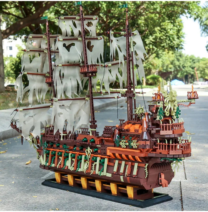Mould King 13197 Pirate Ship Building Blocks Flying Dutchman Boat Construction Kit for Adults Kids Bricks Toys Christmas Gifts