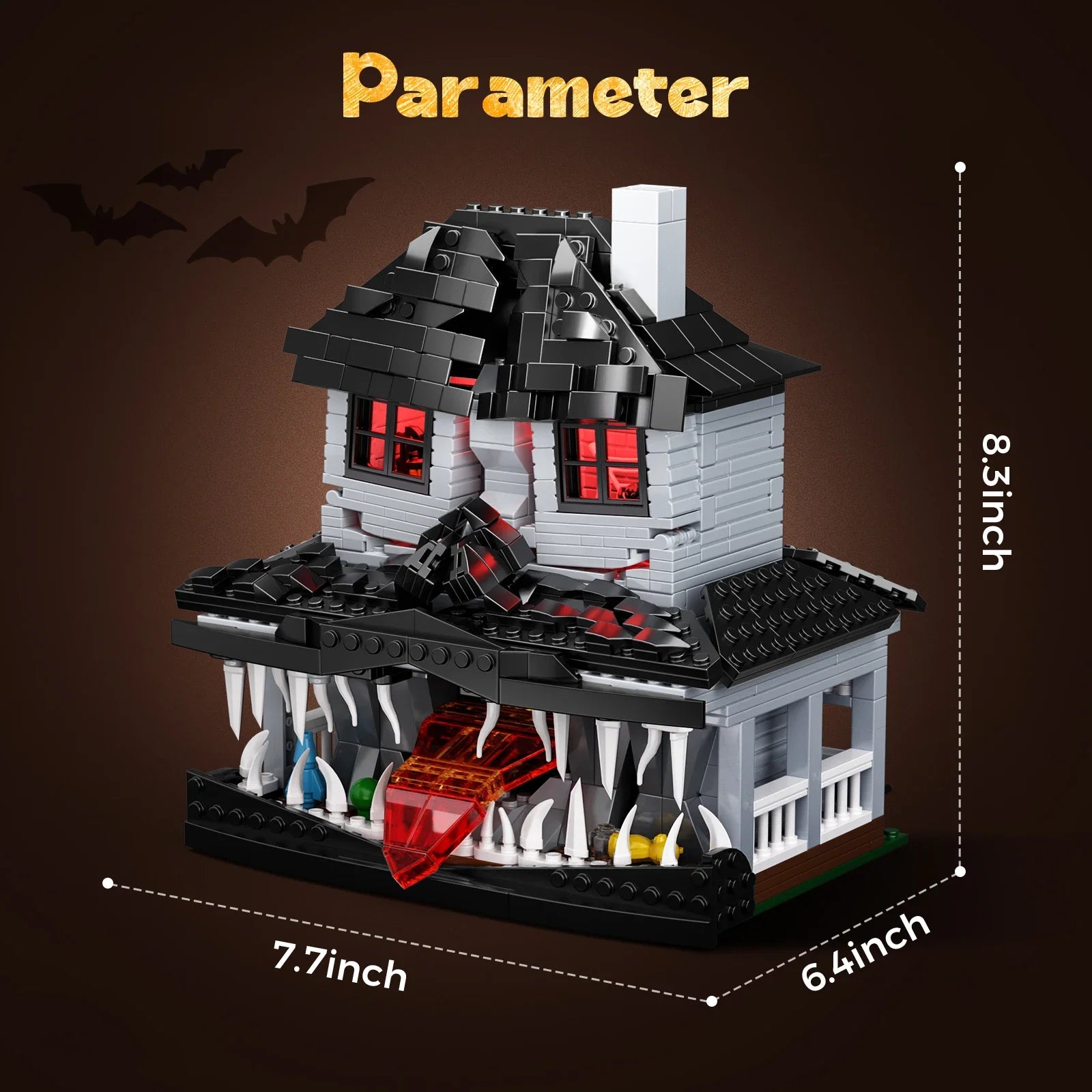 Haunted House Building Bricks Toys Monster Hut Model Blocks Home Decoration with LED light, Halloween Gifts for Boys and Girls