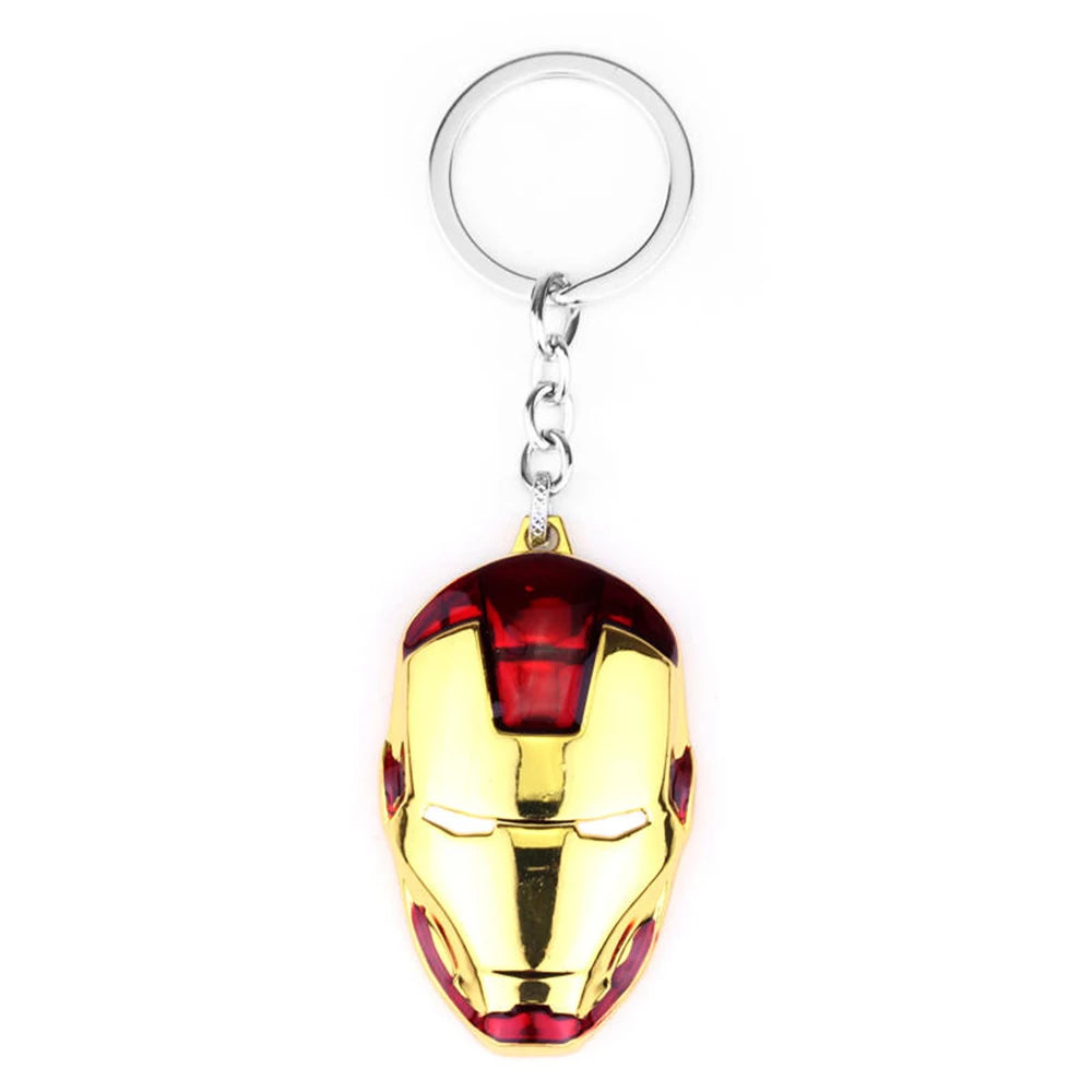 Marvel Superhero Iron Man Helmet Metal Badge Pendant Keyrings for Car Backpack Key Holder Jewelry Accessories Gifts