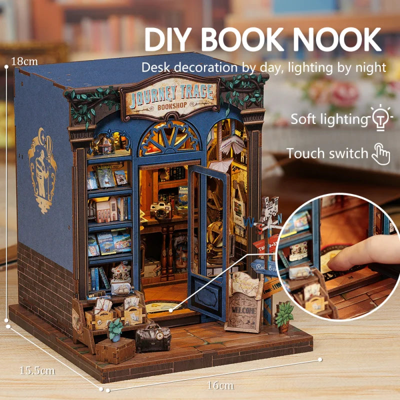 Cutebee DIY Miniature Booknook 3D Wooden Puzzle Bookshelf Insert for Dollhouses Perfect Child Birthday Gift Home Decor