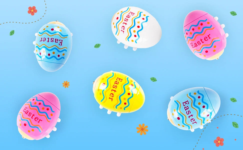 2024 TERRAMUS Easter Eggs Toys-6Pack Spinning Tops LED&Singing Party Favors Basket Stuffers Plastic Easter Gifts for Kids3+
