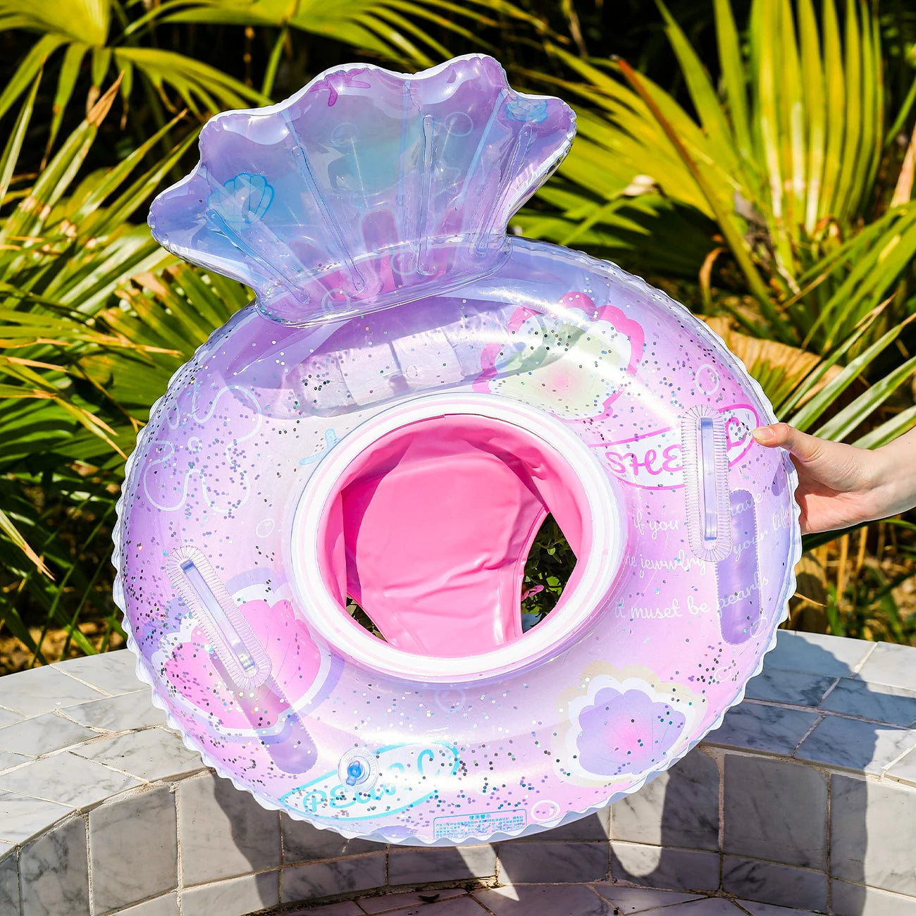 1PC Transparent shell shape Baby float Pool floats kids Pool float Children's seat with swimming ring