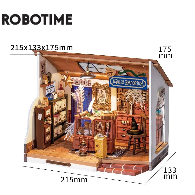 Robotime Rolife DIY Mystery Archives Bureau Decorative Ornament Kids Adult Miniature Fantasy Magic Doll House Wooden Kit Toy