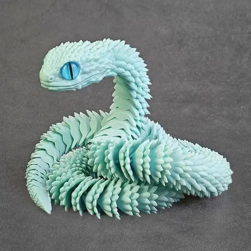 3D Printed Snake Model Toy Body Joint Movable Vipers Toys 3D Printed Snake Fidget Toy Simulation Snake Figurine Table Decoration