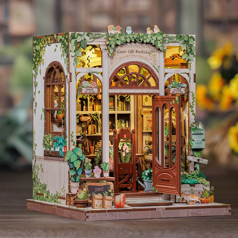 Cutebee DIY Miniature Booknook 3D Wooden Puzzle Bookshelf Insert for Dollhouses Perfect Child Birthday Gift Home Decor