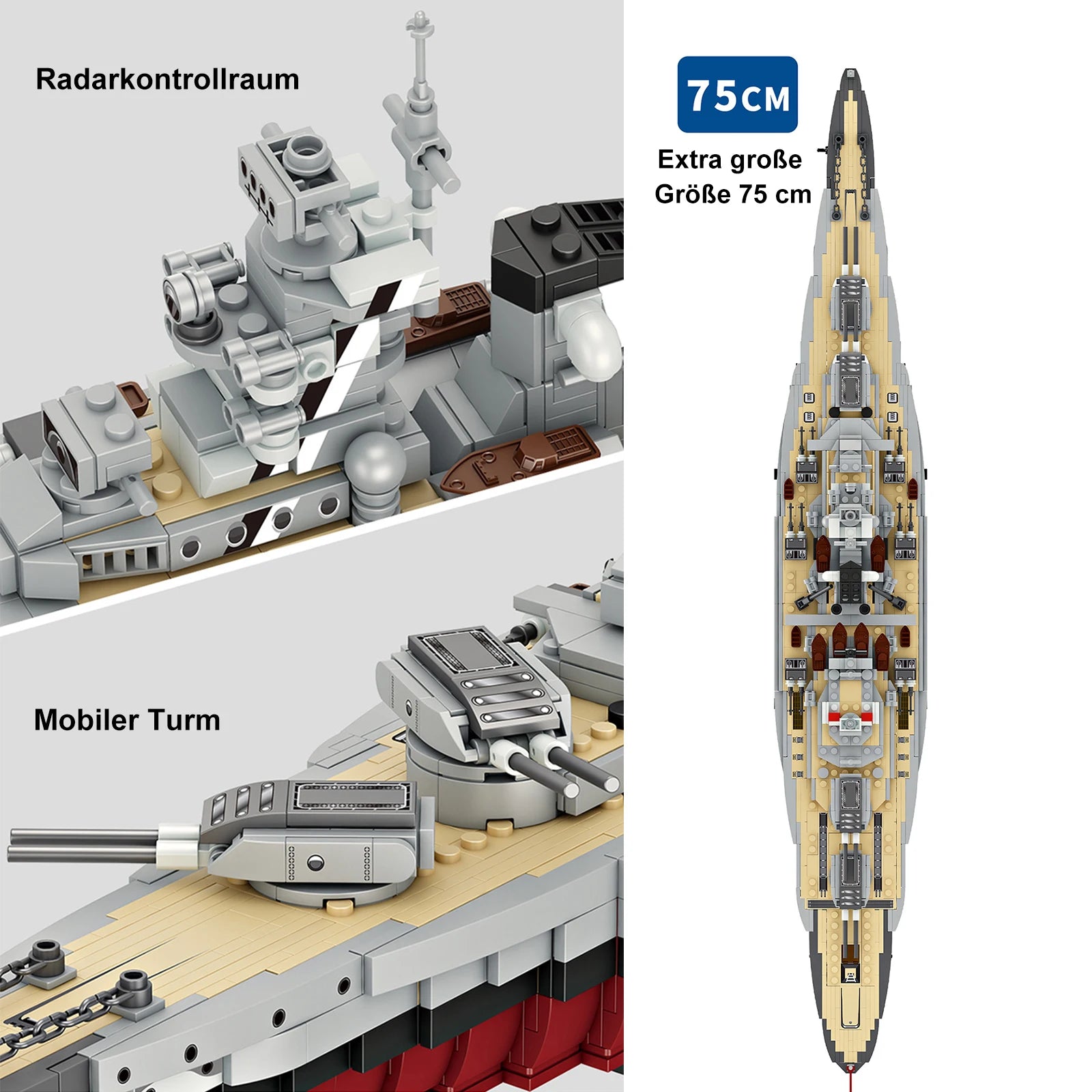 Military MOC Forange FC4201 Bismarck Class Battleship Model 2081PCS Building Blocks Brick Puzzle Toys for Children Kids Gift