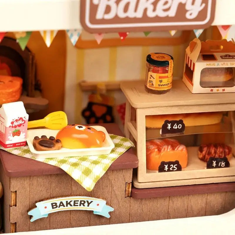 Robotime Rolife Food Box Shop DIY Miniature House Kit Easy Assembly Building Block Kits for Children Kids Sweet Color Design