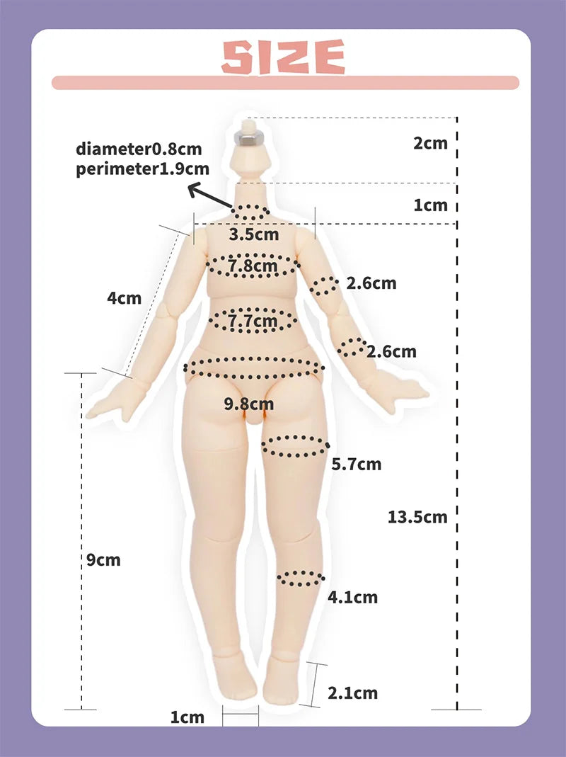 New Big 1/8BJD Body White Skin Ball Joint Body Doll Accessories Boy Girl Toy for BJD GSC doll head
