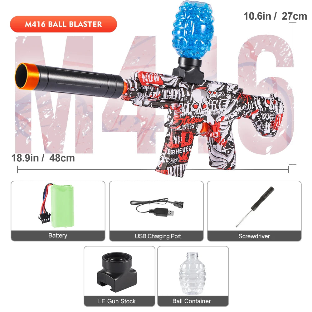 M416 Electric Gel Ball Blaster Toy Gun, Rechargeable & Reusable, Automatic Outdoor Toys for Team Activities, Perfect Gift for Bi