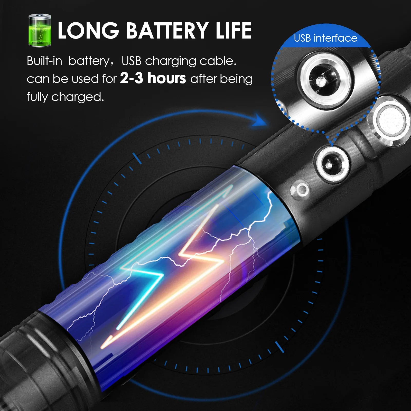 RGB 7 Colors Lightsaber with Sound Adjustable Fighting Sound Effects Birthday Party Christmas Gifts Costumes Prop for Kids, 63cm