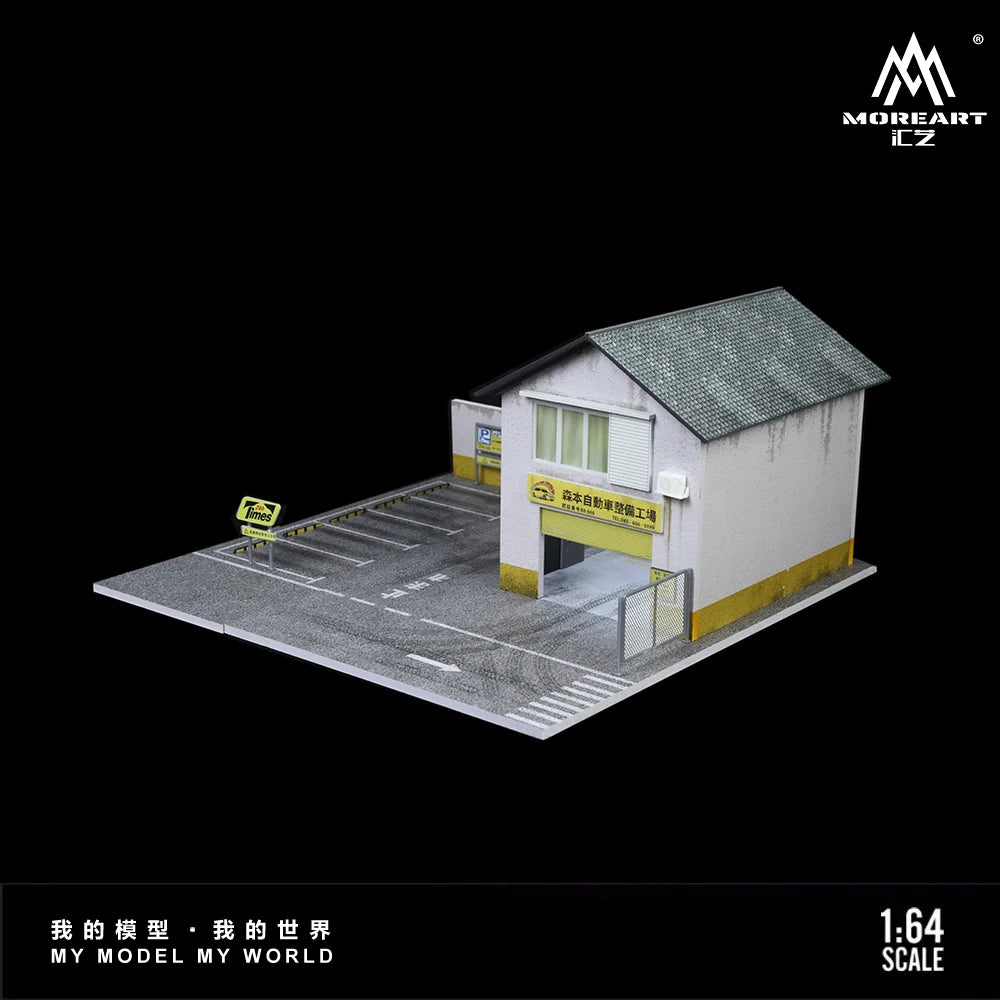 Diorama 1/64 Car Garage Model LED Lighting City Factory Car Parking Lot Scene Building Display Model Toys