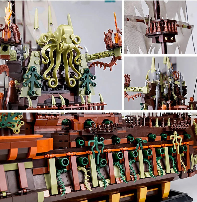 Mould King 13197 Pirate Ship Building Blocks Flying Dutchman Boat Construction Kit for Adults Kids Bricks Toys Christmas Gifts