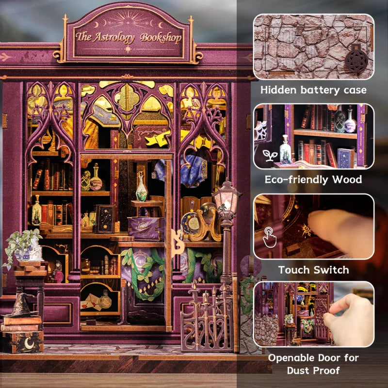 Cutebee DIY Miniature Booknook 3D Wooden Puzzle Bookshelf Insert for Dollhouses Perfect Child Birthday Gift Home Decor