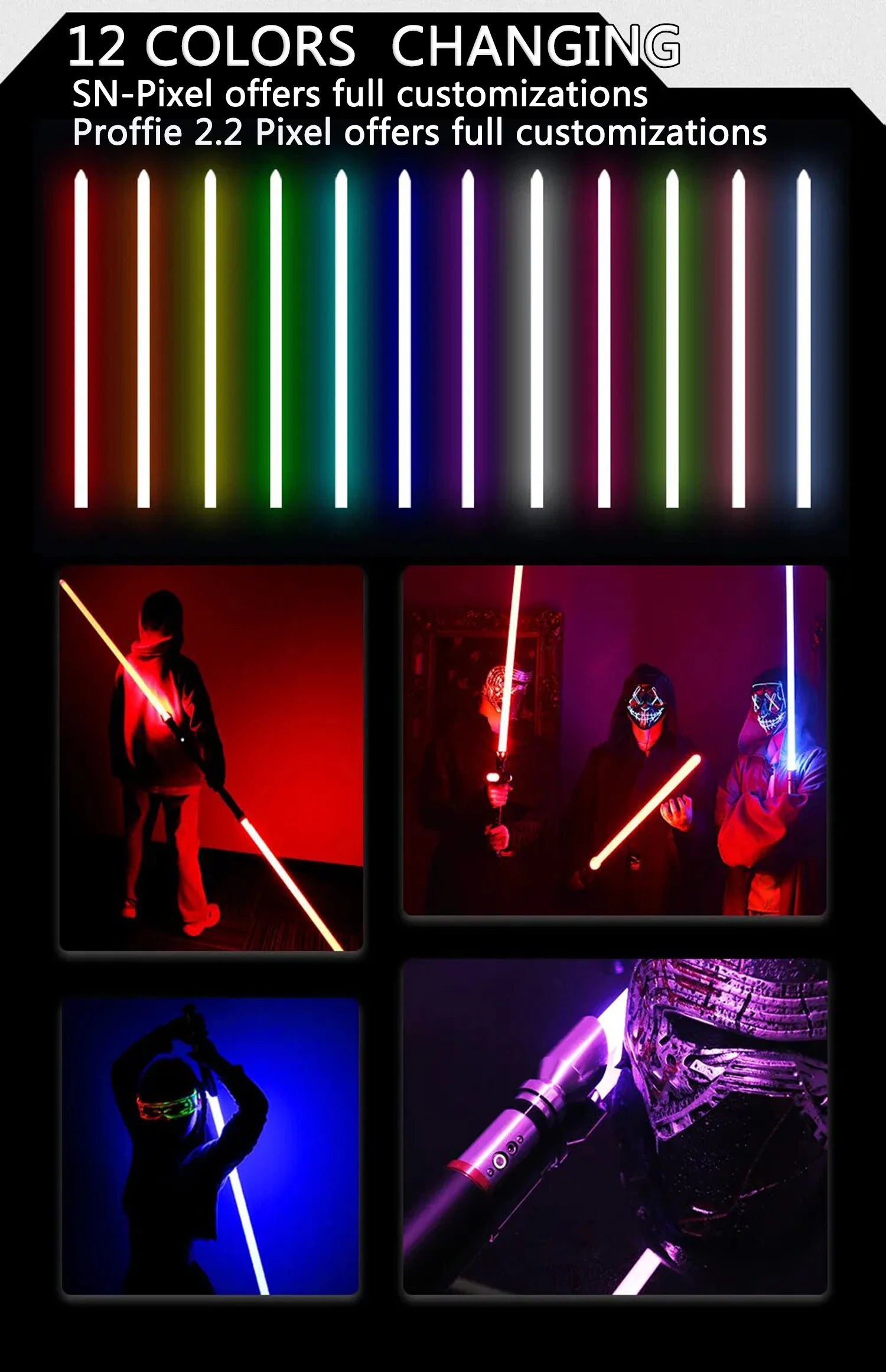 TXQSABER Luke EP6 Luke V1 RGB Pixel heavy dueling laser sword Smooth Swing Metal Handle lightsaber Cosplay 27set foc dueling