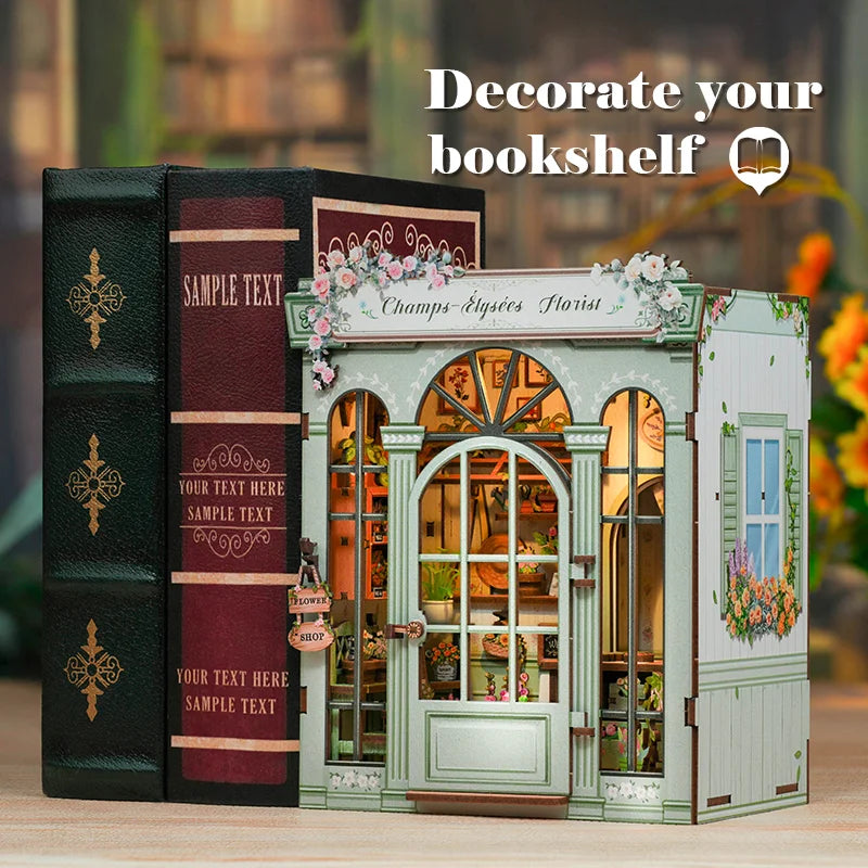 Cutebee DIY Miniature Booknook 3D Wooden Puzzle Bookshelf Insert for Dollhouses Perfect Child Birthday Gift Home Decor