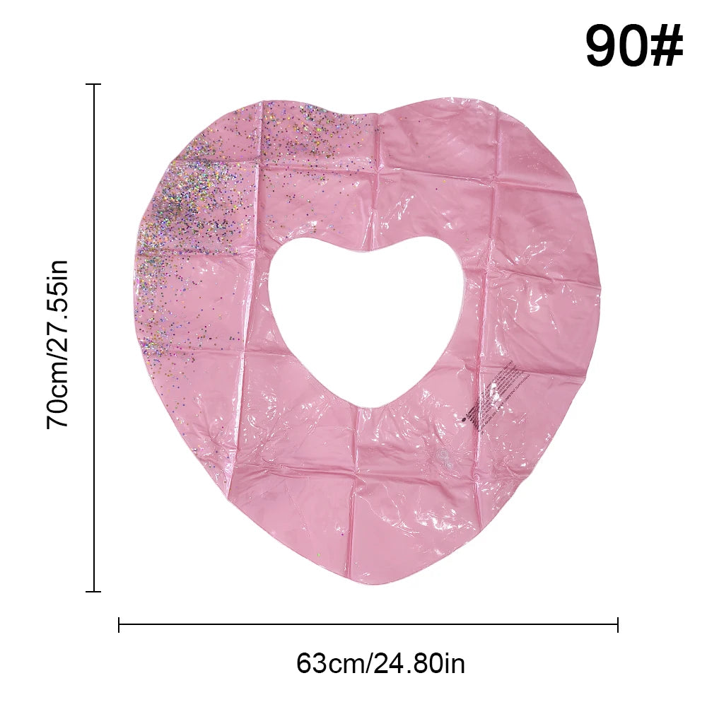 1pc Sequin Love Heart Swimming Ring Thickened PVC Inflatable Swim Circle Beach Swimming Pool Water Floating Ring