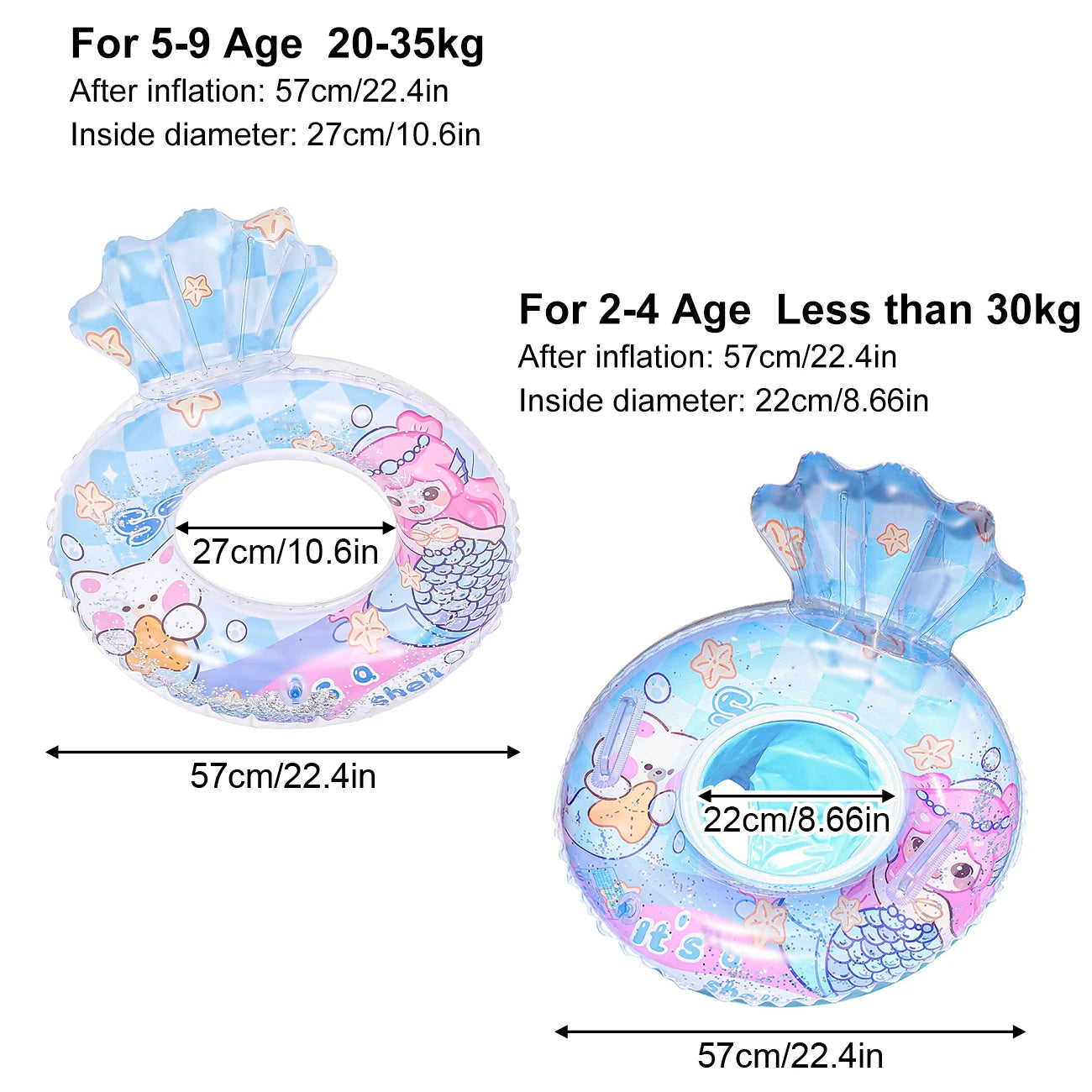 1PC Transparent shell shape Baby float Pool floats kids Pool float Children's seat with swimming ring