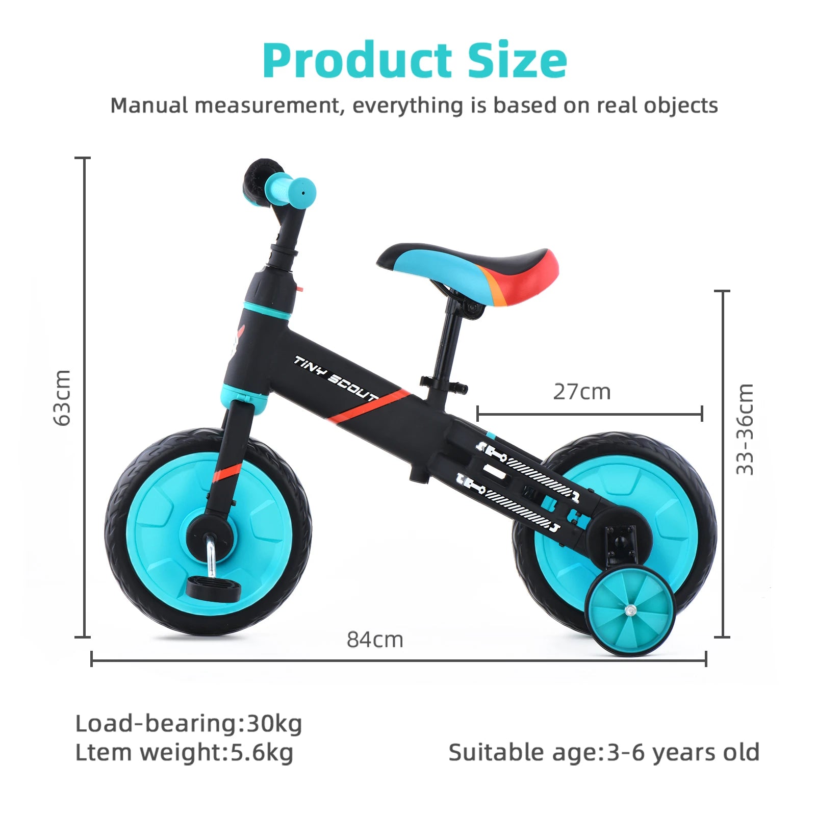 UBRAVOO Tiny Scout Balance Bike 3 4 5 Years , 4-in-1 with Optional Support Wheels and Pedals, Saddle Height Adjustable,JL102