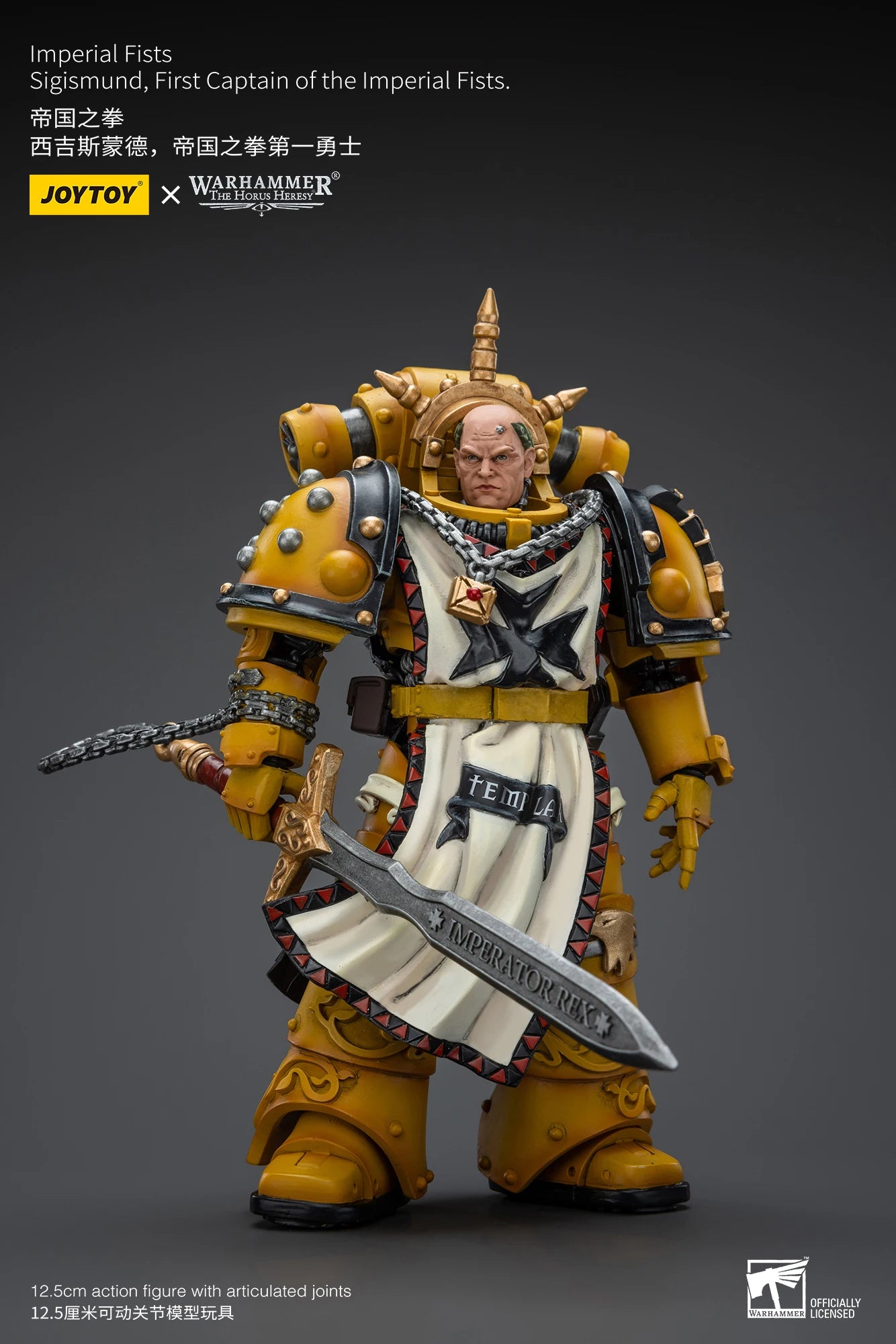 JOYTOY Warhammer 40K 1/18 Action Figure Imperial Fists Sigismund, First Captain of the Imperial Fists Anime figures Toys Model
