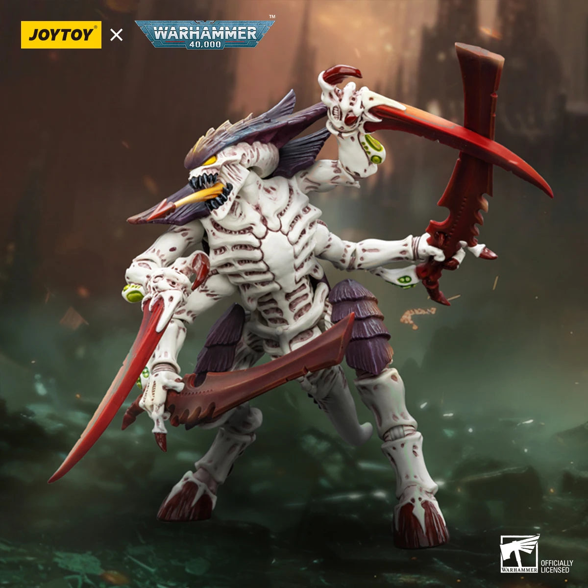 JOYTOY Warhammer 40k 1/18 Action Figures Anime 14.3cm Tyranids Hive Fleet Leviathan Tyranid Warrior with Boneswordg Model Toy