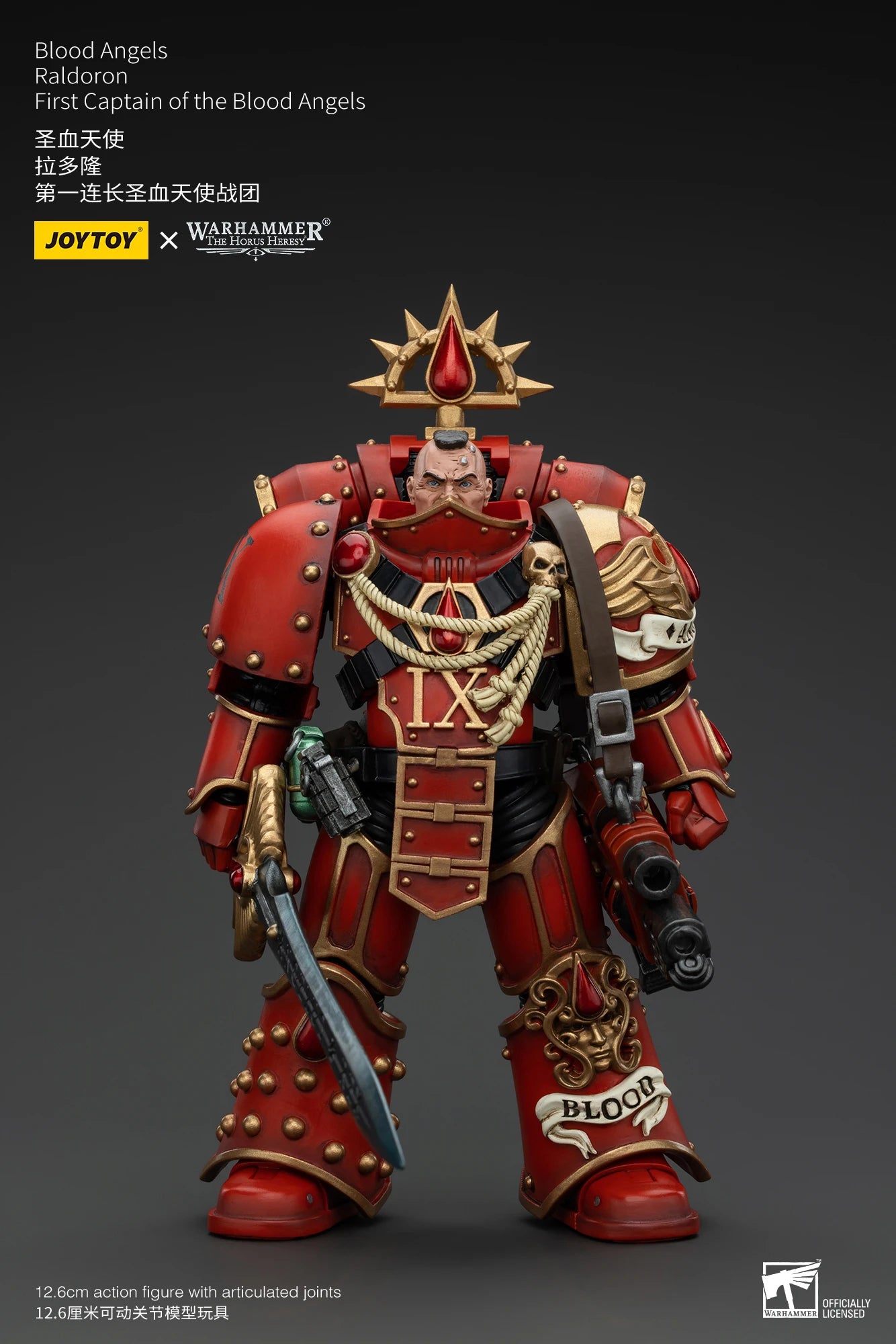 JOYTOY Warhammer 40k 1/18 Action Figures Anime 12.6cm Blood Angels Raldoron First Captain of the Blood Angels