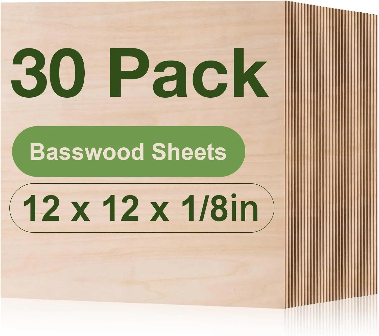 Robotime 12-Pack 3mm Basswood 12 x 12 x 1/8 Inch Craft Wood A/A Grade Basswood Sheets 1/8" - 1/8" Plywood for Laser Cutting