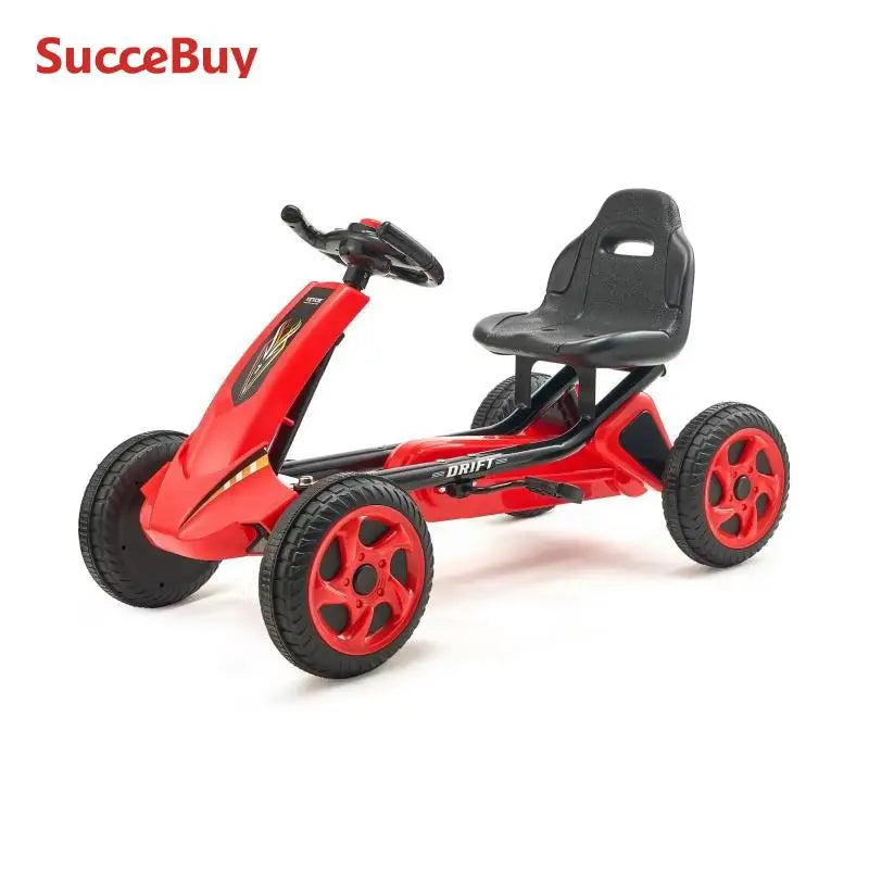 SucceBuy 66lbs Kid Pedal Go Kart 4 Wheel Off-Road Pedal Ride On Toys with Adjustable Seat Outdoor Racer Pedal Car for Boys Girls