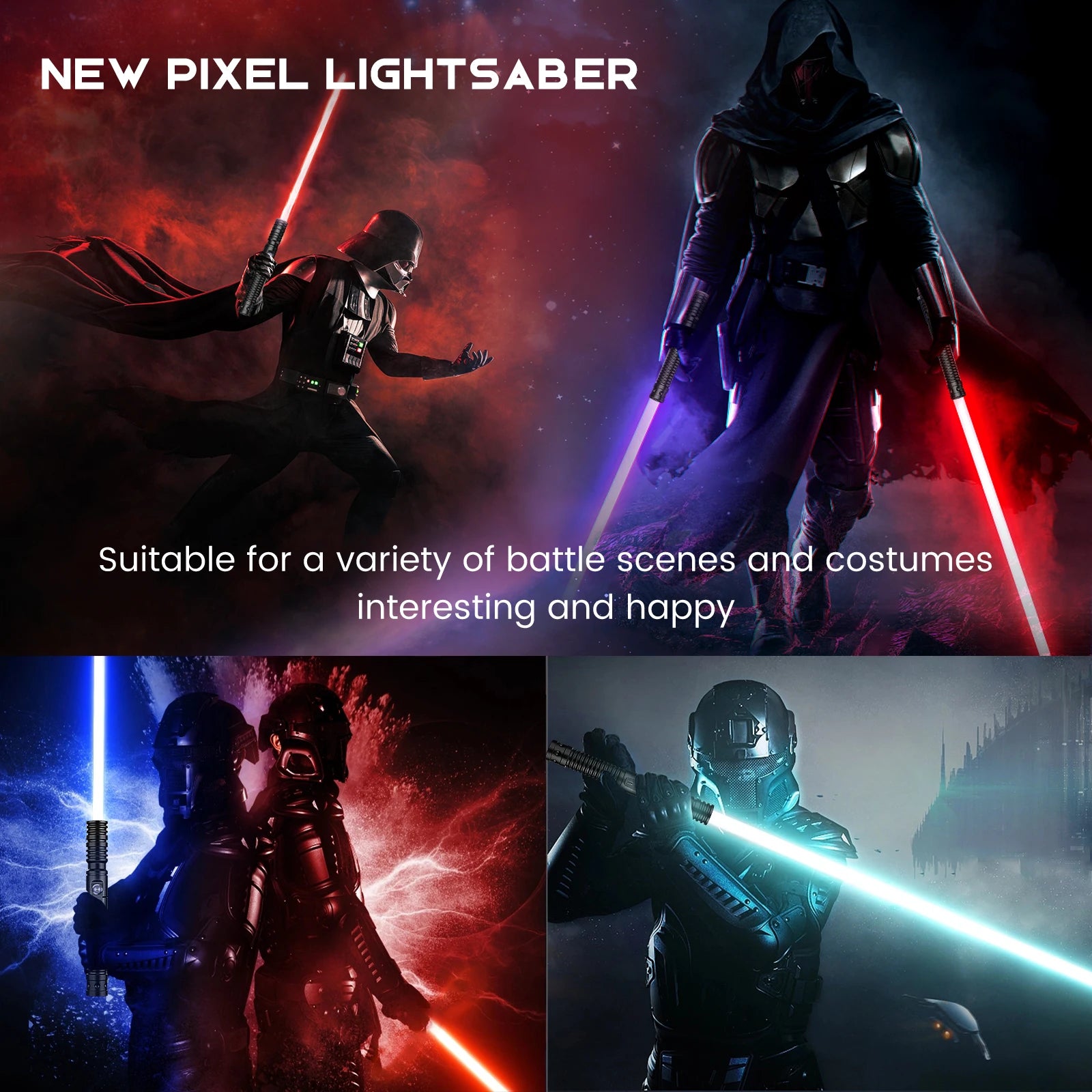 RGB 7 Colors Lightsaber with Sound Adjustable Fighting Sound Effects Birthday Party Christmas Gifts Costumes Prop for Kids, 63cm