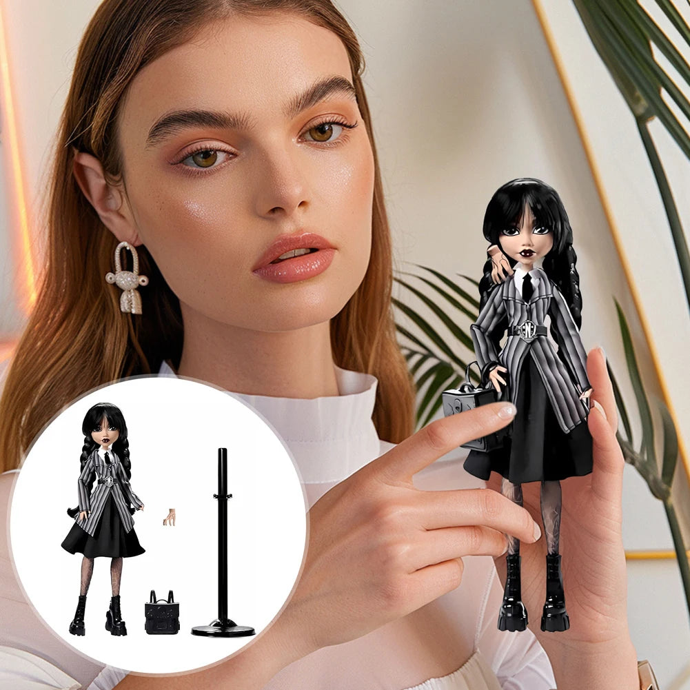 Girl in Black Statue Girls Sculpture with Backpack Table Collectible Decorations Gothic Style Desktop Ornaments for Kids Adults